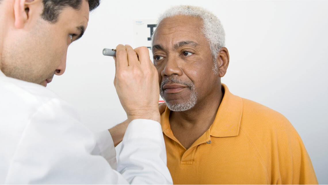 Man taking eye exam at Crowder Eye Center